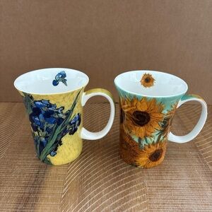 McIntosh Vincent Van Gogh Coffee Mugs Irises & Sunflowers Fine Bone China Cups 2